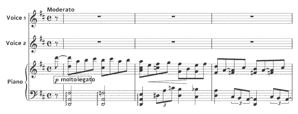 The opening bars of The Blackbird by Amy Elsie Horrocks in music notation.