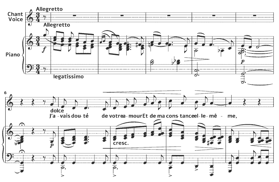 Die ersten Takte von Alleluia von Cécile Chaminade in Notenschrift.