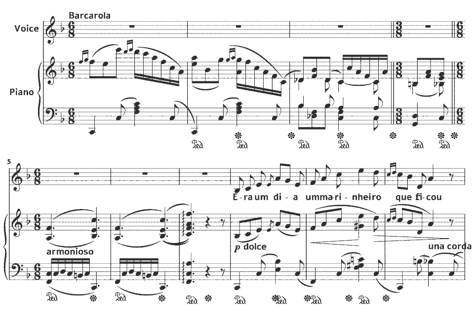 The opening bars of A sereia by Chiquinha Gonzaga in music notation.