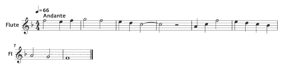 Die ersten Takte von Dance of the Blessed Spirits (Orfeo ed Euridice) von Christoph Willibald Gluck (arr.) in Notenschrift.