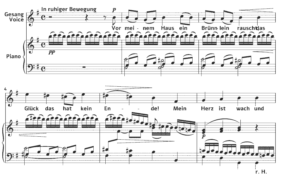 The opening bars of Op.19 Lieder: Das Brünnlein by Clara Mathilda Faisst in music notation.
