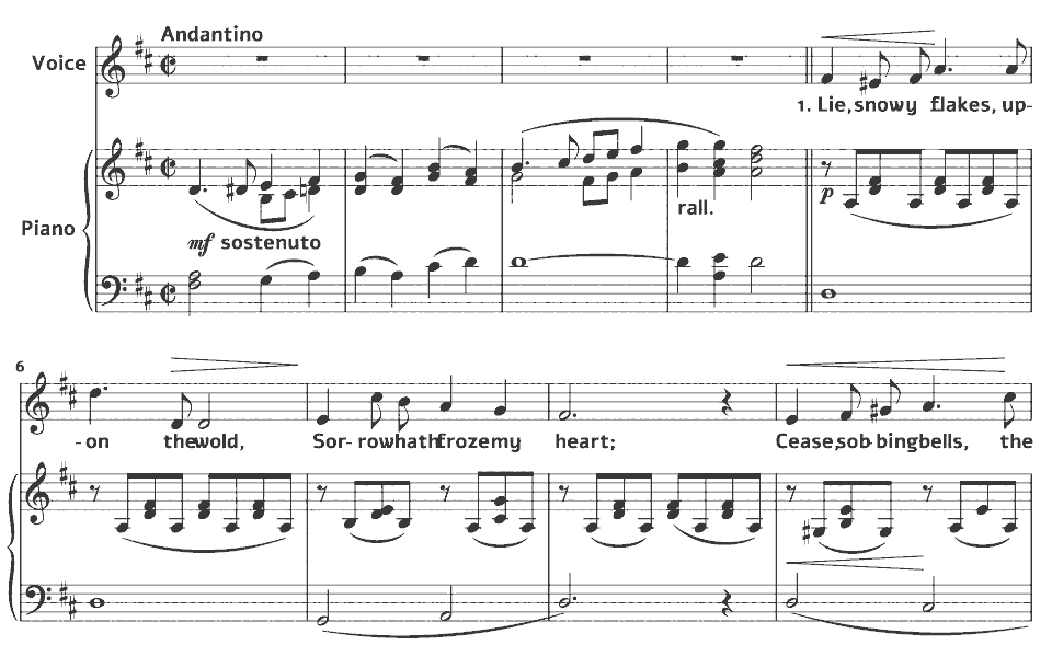 The opening bars of Forgiven by Elizabeth Philp in music notation.