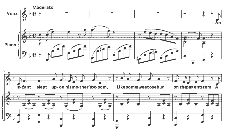 The opening bars of Destiny by Ellen Dickson in music notation.