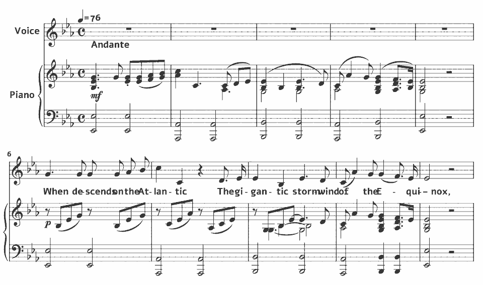 The opening bars of Drifting by Ellen Dickson in music notation.