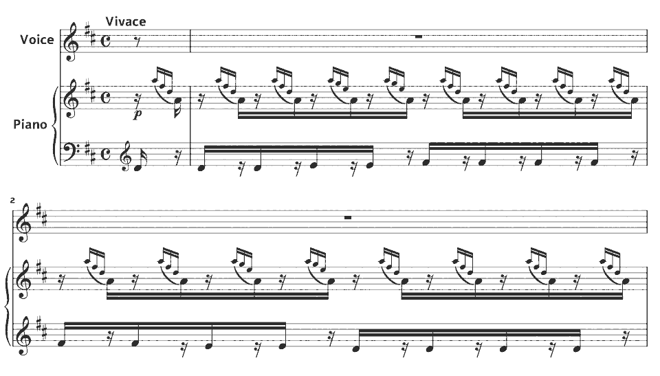The opening bars of The Brook by Ellen Dickson in music notation.