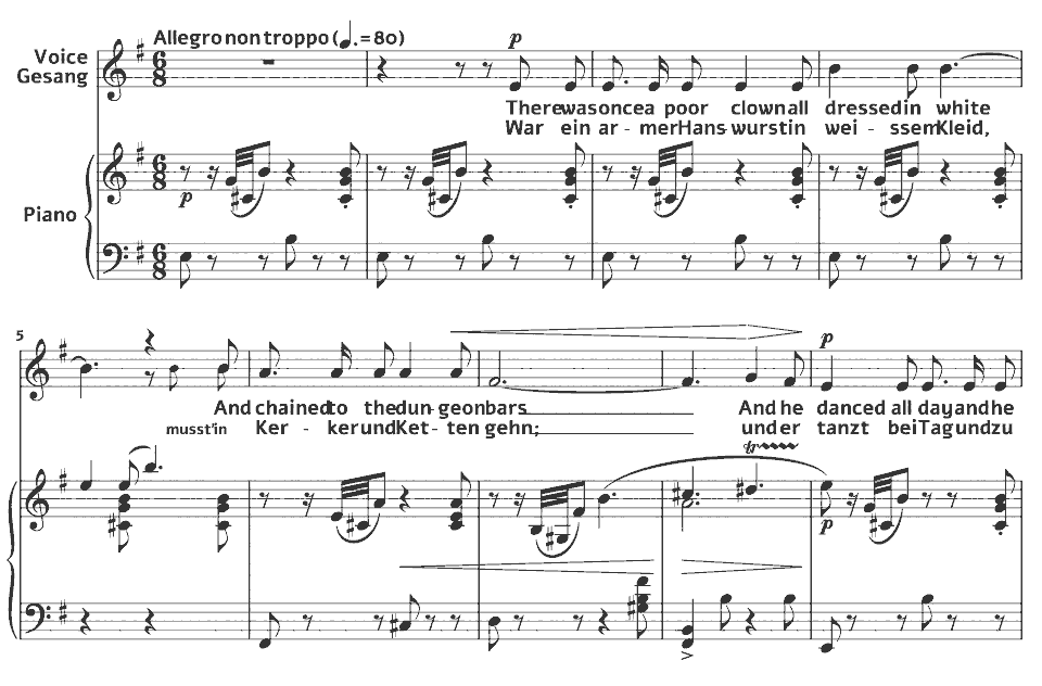 The opening bars of Songs: The Clown by Ethel Smyth in music notation.