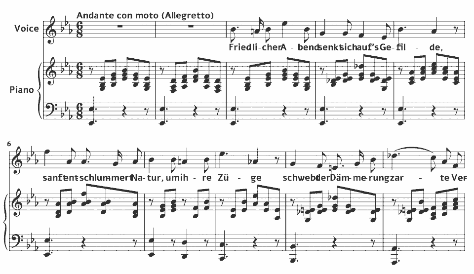 The opening bars of Op.10 Lieder: Abendbild by Fanny Hensel in music notation.