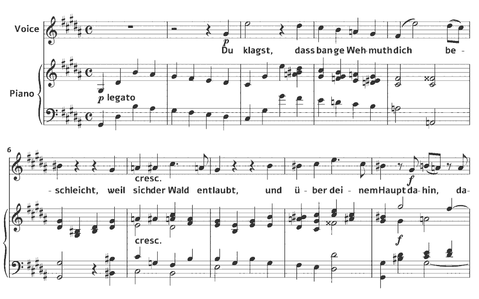The opening bars of Op.10 Lieder: Vorwurf by Fanny Hensel in music notation.