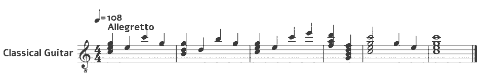 Die ersten Takte von Estudio en Do (arr.) von Fernando Sor in Notenschrift.