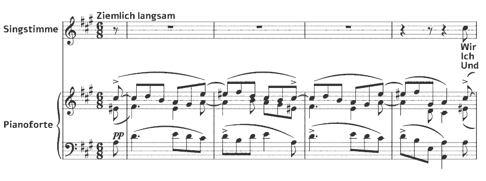 The opening bars of D.795 Die schöne Müllerin: Tränenregen by Franz Schubert in music notation.