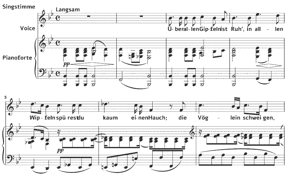 The opening bars of Op.96 Lieder: D.768 Wandrers Nachtlied by Franz Schubert in music notation.