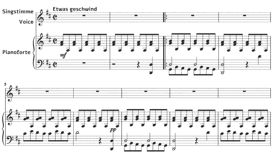 The opening bars of Op.96 Lieder: D.881 Fischerweise by Franz Schubert in music notation.