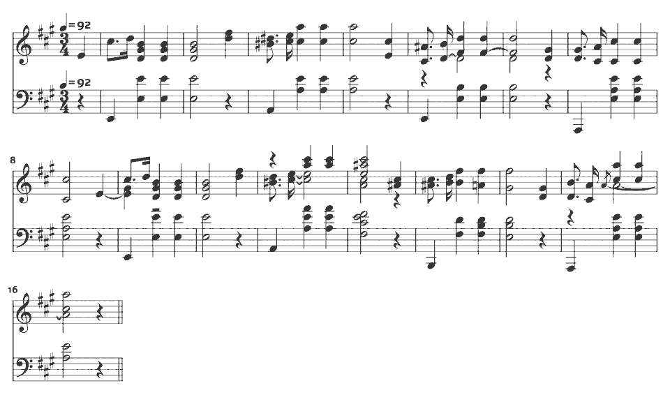 The opening bars of Prelude in A major, Op. 28 No. 7 by Frédéric Chopin in music notation.