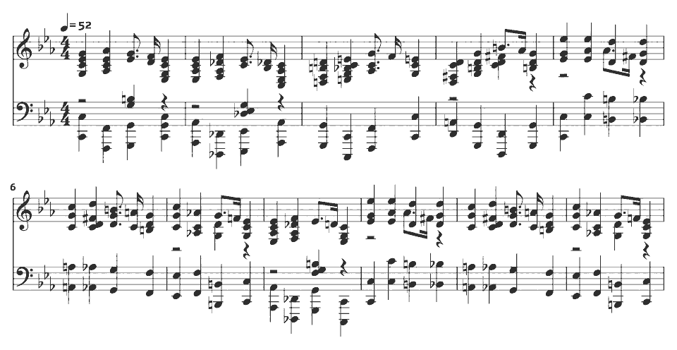 The opening bars of Prelude in C minor, Op. 28 No. 20 by Frédéric Chopin in music notation.