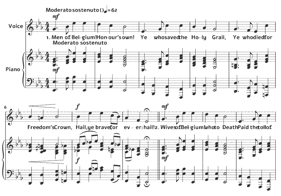 The opening bars of Hail! by Frederic Hymen Cowen in music notation.