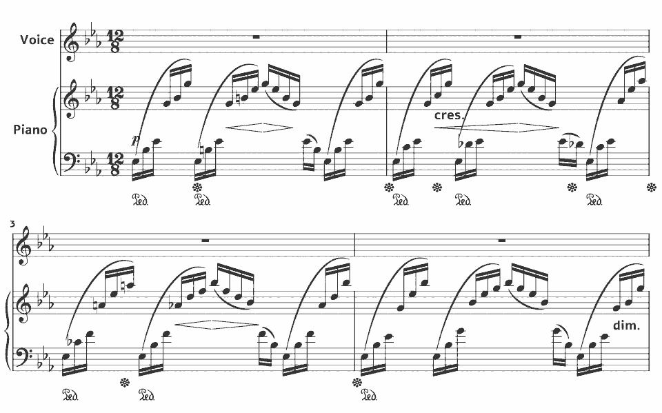 Die ersten Takte von New Songs: Constancy von Harold Boulton in Notenschrift.
