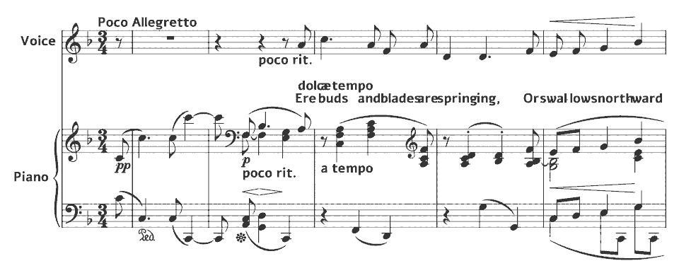 The opening bars of New Songs: The Windflower by Harold Boulton in music notation.