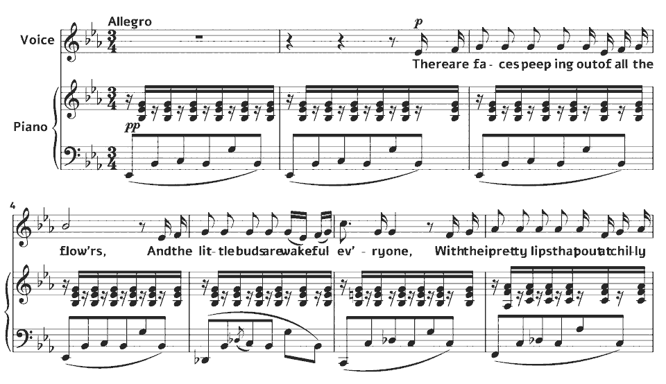 Die ersten Takte von New Songs: To Welcome You von Harold Boulton in Notenschrift.