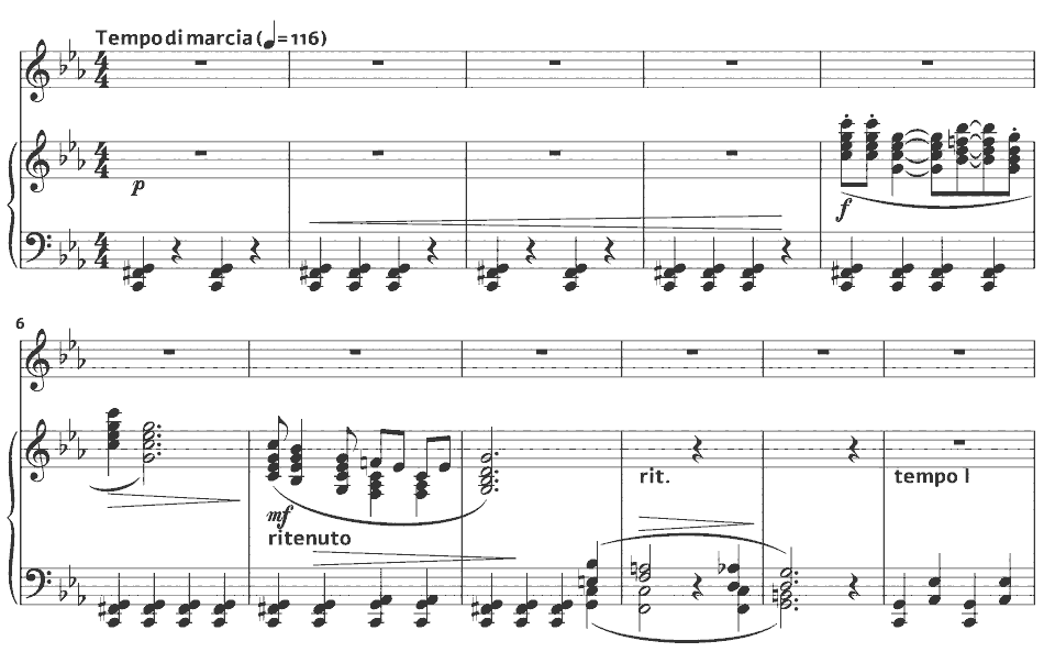 The opening bars of Ethiopia Saluting the Colors by Harry Thacker Burleigh in music notation.