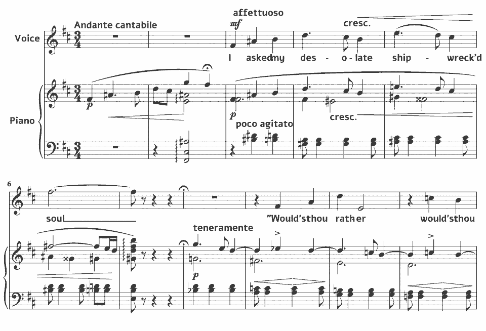 The opening bars of Songs of Laurence Hope: Worth While by Harry Thacker Burleigh in music notation.