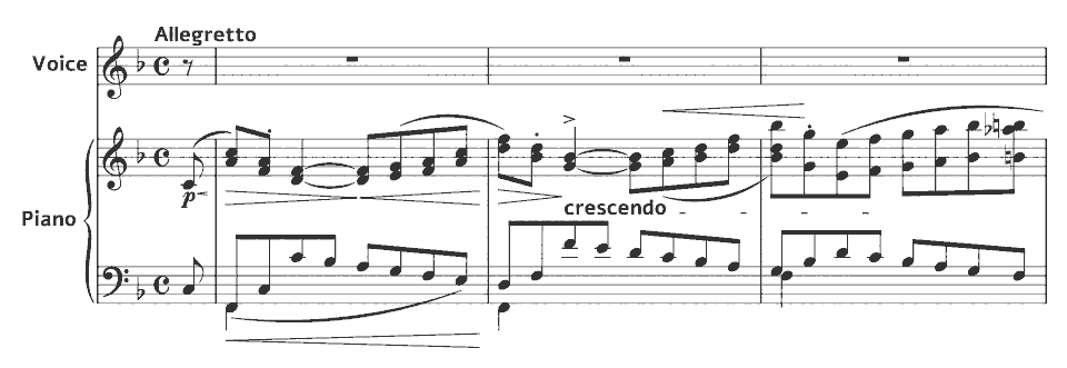 The opening bars of English Lyrics (1st Set): My true love hath my heart by Hubert Parry in music notation.