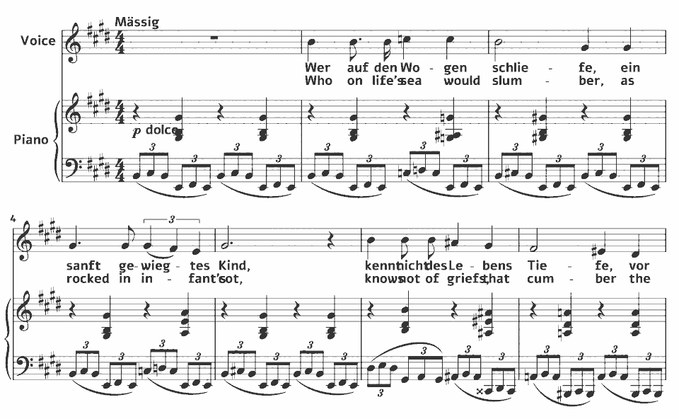 The opening bars of Eichendorff-Lieder: Der Freund by Hugo Wolf in music notation.