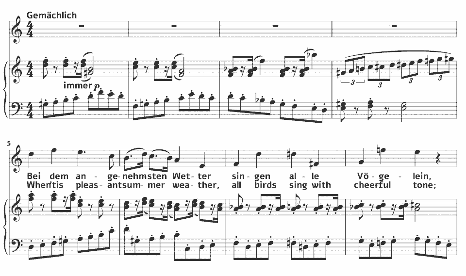 The opening bars of Eichendorff-Lieder: Der Scholar by Hugo Wolf in music notation.