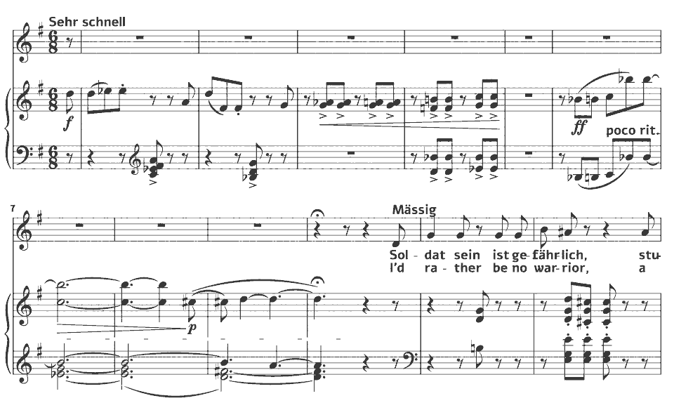 Die ersten Takte von Eichendorff-Lieder: Lieber Alles von Hugo Wolf in Notenschrift.