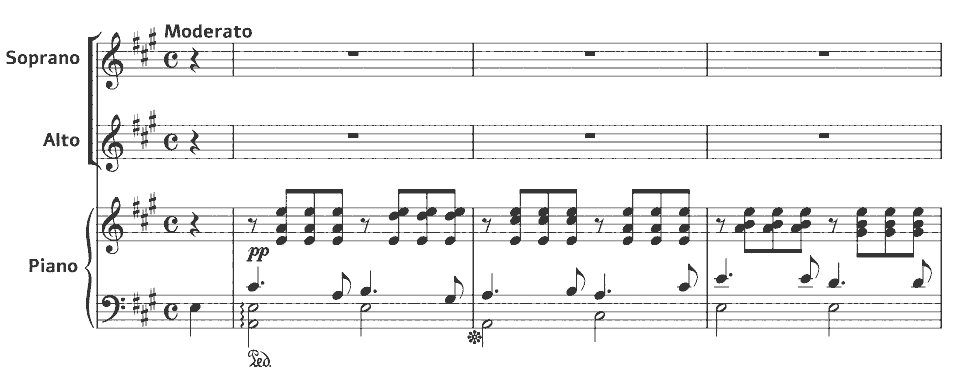 Die ersten Takte von Op.11 Duetten: Der Seejungfern Gesang von Johanna Kinkel in Notenschrift.