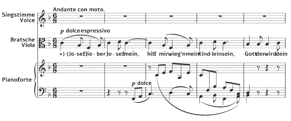 The opening bars of Op.91 Gesänge: Geistliches Wiegenlied by Johannes Brahms in music notation.
