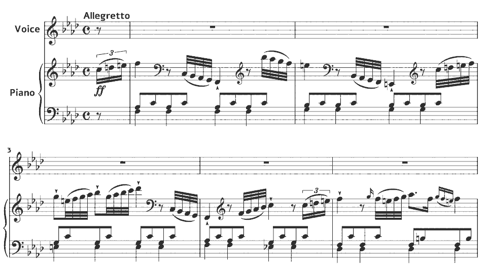 The opening bars of Canzonets: Hob.XXVIa30 Fidelity by Joseph Haydn in music notation.