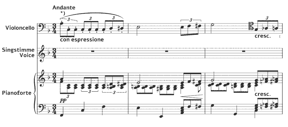 Die ersten Takte von Op.28 Lieder: Traumbild von Josephine Lang in Notenschrift.