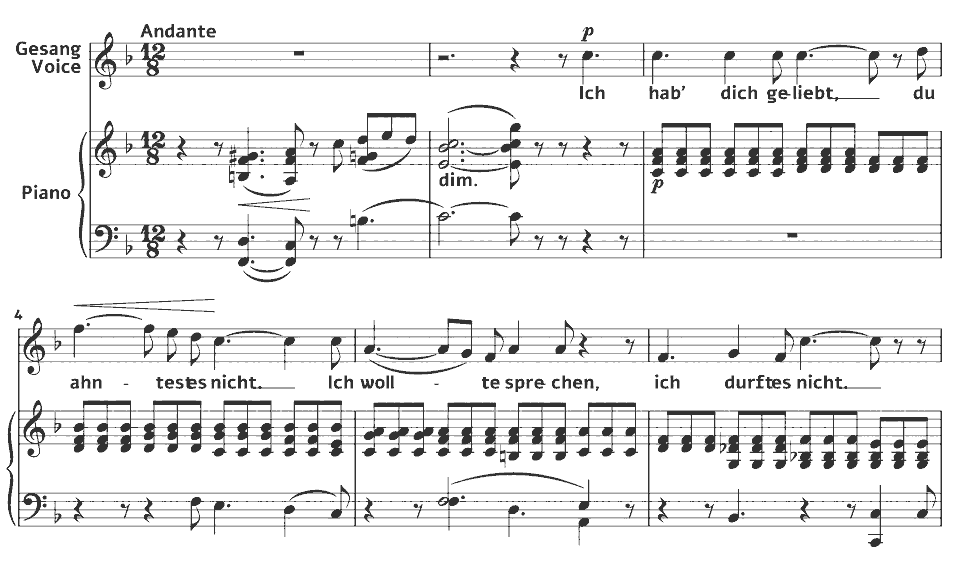Die ersten Takte von Op.44 Lieder: Wunsch von Laura Netzel in Notenschrift.