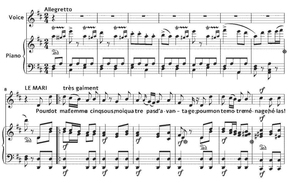 Die ersten Takte von La dot d’Auvergne von Loïsa Puget in Notenschrift.