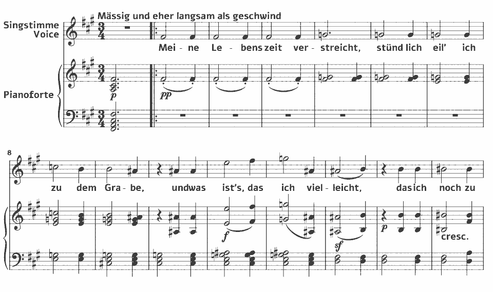The opening bars of Op.48 Lieder: Vom Tode by Ludwig van Beethoven in music notation.