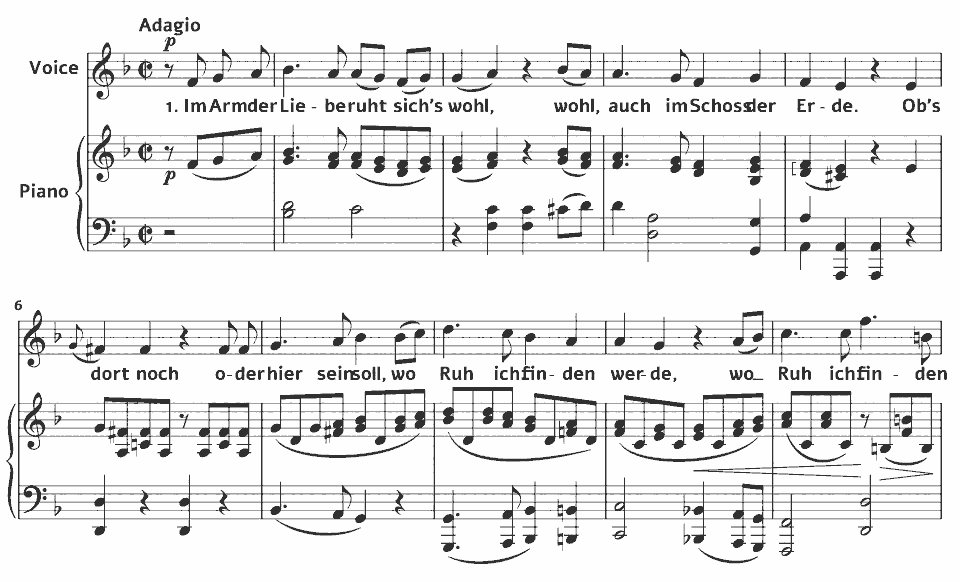 The opening bars of Op.52 Lieder: Das Liedchen von der Ruhe by Ludwig van Beethoven in music notation.