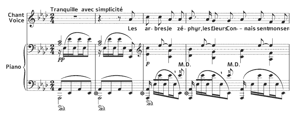 Die ersten Takte von Mélodies: À toi von Marie Jaëll in Notenschrift.