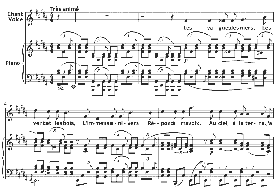 Die ersten Takte von Mélodies: Éternel amour von Marie Jaëll in Notenschrift.