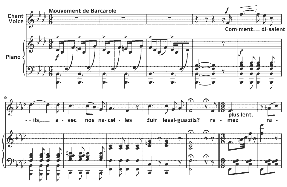 Die ersten Takte von Guitare von Pauline Duchambge in Notenschrift.