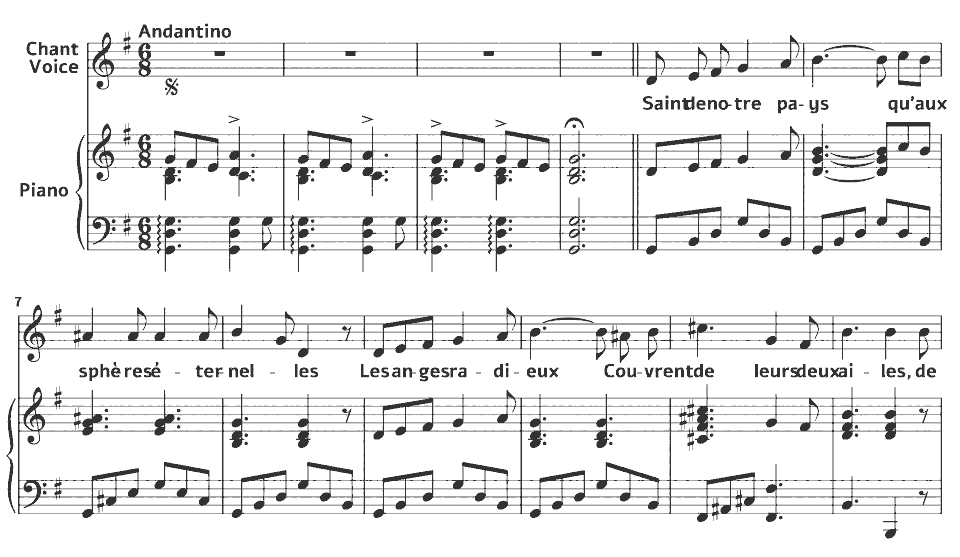 The opening bars of Prière des laboureurs by Pauline Duchambge in music notation.