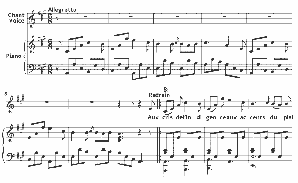 The opening bars of Ronde des pauvres by Pauline Duchambge in music notation.