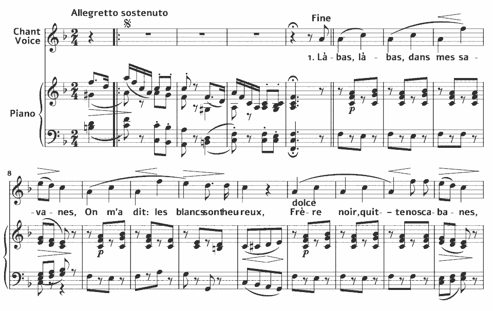 The opening bars of Petit nègre by Pauline Thys in music notation.