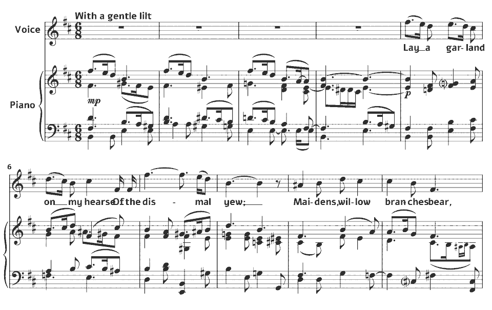 The opening bars of Set 1 Peterisms: A Sad Song by Peter Warlock in music notation.