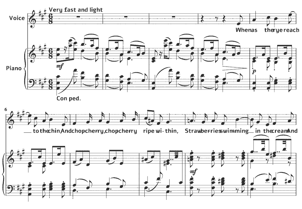 The opening bars of Set 1 Peterisms: Chopcherry by Peter Warlock in music notation.