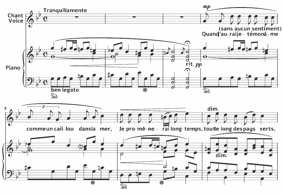 The opening bars of Dans une musette by Poldowski in music notation.
