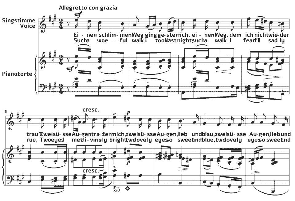 The opening bars of Op.1 Gesänge: Ihr Auge by Robert Franz in music notation.