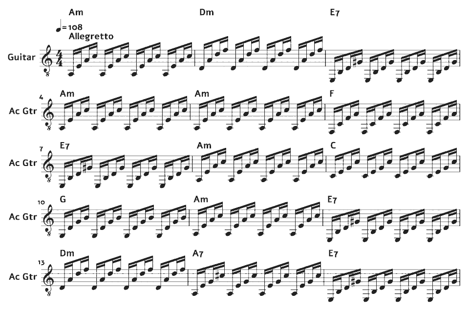 The opening bars of Estudio de arpegios in music notation.