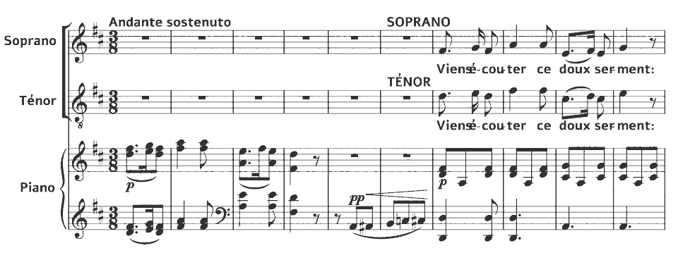 The opening bars of Le serment by Sophie Gail in music notation.