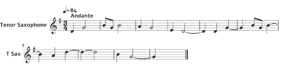 Die ersten Takte von Amazing Grace in Notenschrift.