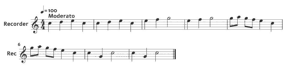 The opening bars of Frere Jacques in music notation.